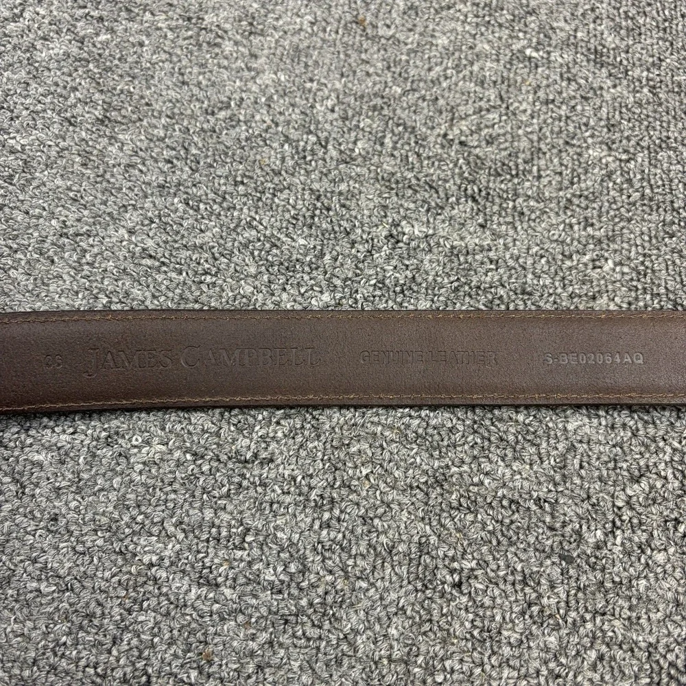 James Campbell Brown Genuine Leather Belt Size 36 Dark Brown Gunmetal Buckle